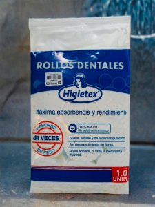Algodón Taco Liso Higietex — paquete de 1000 unidades para uso odontológico, absorbente y suave.